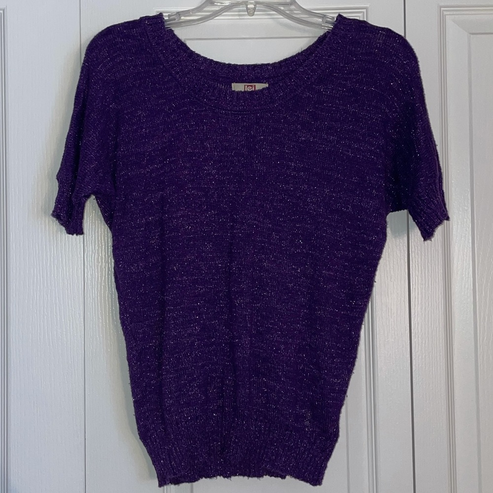 Sparkly purple short-sleeved sweater